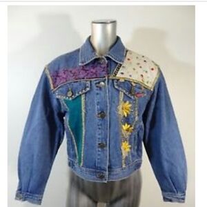 Colorful Embellished Denim Jacket